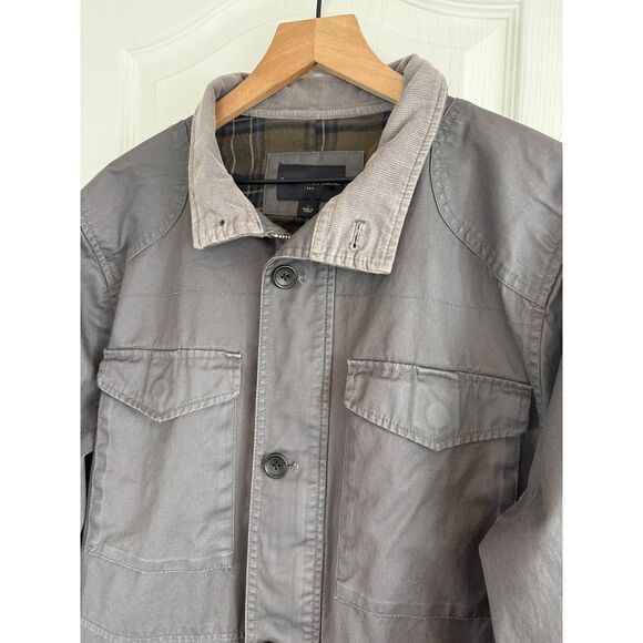 Banana Republic Gray Flannel Lined Field Military Utility Safari Jacket Men's L - Picture 2 of 12